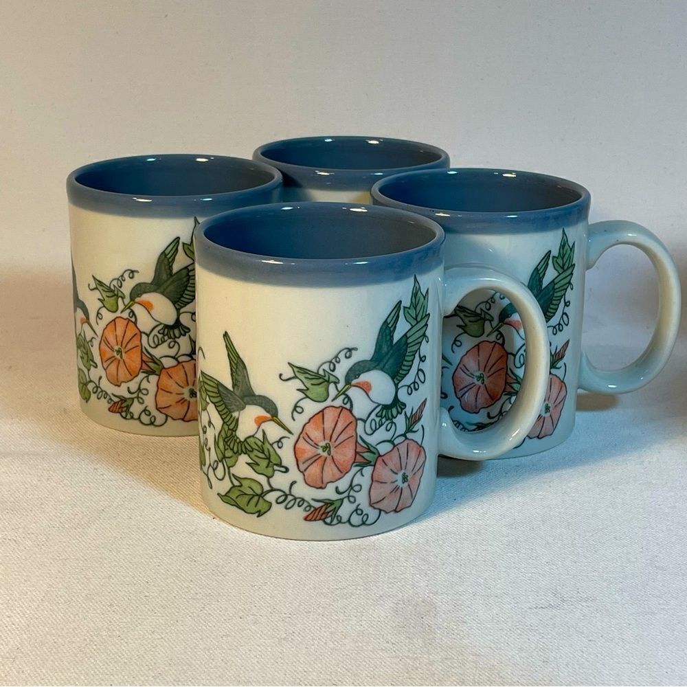 Otagiri Japan set of 4 hummingbird mugs